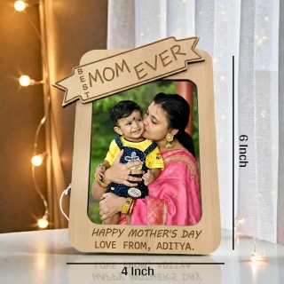 Personalized Wooden Photo Frame for Mother’s Day Gift | Best Mom Ever Engraved Frame with Custom Photo | MDF Table Decor Gift thumbnail 4