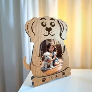 Personalized MDF Dog-Shaped Photo Frame – Custom Pet Picture Gift for Dog Lovers thumbnail 3