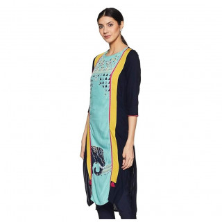 Woman Straight Kurta Green thumbnail 4
