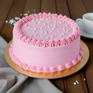Pink Cream Cake – Elegant Birthday Cake with Edible Pearls thumbnail 4