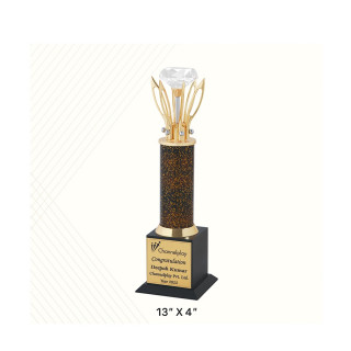 Customized Golden Trophy with Crystal Diamond