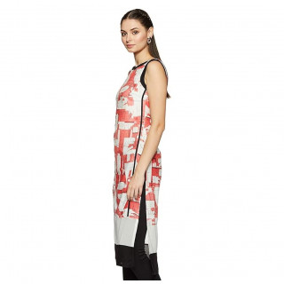 Women Printed Cotton Rayon A-line Kurta  (Red, White) thumbnail 5