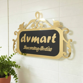 DVMART Custom Acrylic Name Plate with Name or Logo | Premium Golden & Black Designer Door Sign Board for Home, Office & Shop