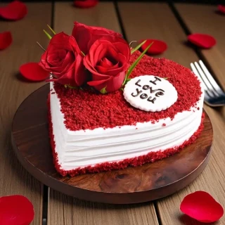 Red Heart Cake – Romantic Heart-Shaped Red Velvet Cake with Roses