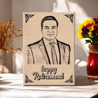 Personalized Steam Beech Wooden Hand finished Retirement Frame – Custom Engraved Farewell Gift by DVMART