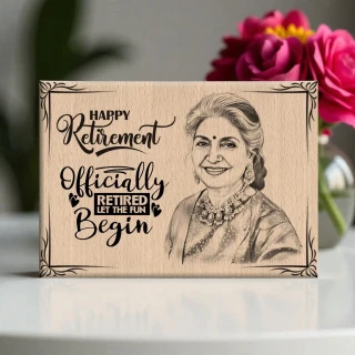 Personalized Steam Beech Wooden Happy Retirement Officially Frame – Custom Engraved Farewell Gift by DVMART