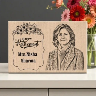 Personalized Steam Beech Wooden Retirement Frame – Custom Engraved Farewell Gift by DVMART