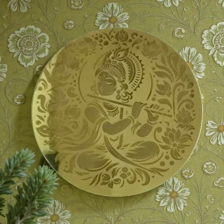 Golden Acrylic Laser Engraved Shri Krishna Photo Frame | Dual Hanging Spiritual Wall Décor for Festive, Worship & Home Décor thumbnail 2