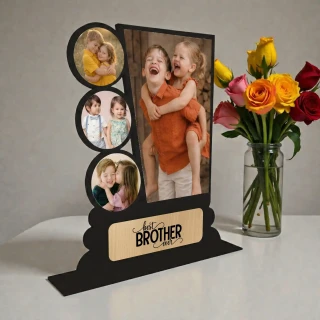 Best Brother Photo Frame Gift | Multi Photo Collage Frame for Brother | Wooden Table Top Frame | Birthday Rakhi Gift for Brother | Decorative Memory Frame thumbnail 2