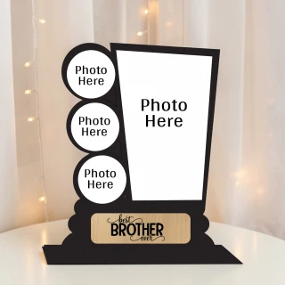 Best Brother Photo Frame Gift | Multi Photo Collage Frame for Brother | Wooden Table Top Frame | Birthday Rakhi Gift for Brother | Decorative Memory Frame thumbnail 3