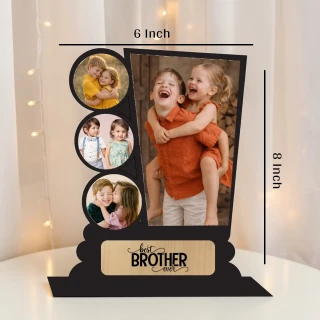 Best Brother Photo Frame Gift | Multi Photo Collage Frame for Brother | Wooden Table Top Frame | Birthday Rakhi Gift for Brother | Decorative Memory Frame thumbnail 4