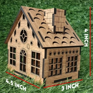 3D-DIY MDF Wooden House Model with 2 Windows | Miniature Craft Kit for Home Decor & DIY Projects- 4 Inch (10cm) thumbnail 5