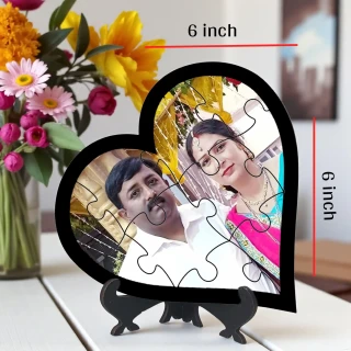 Personalized Heart Shape Photo Puzzle Frame – Custom Wooden Gift for Couples, Anniversary & Romantic Keepsake15CM (6 Inch) thumbnail 4