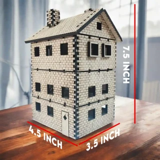 3D MDF Wooden Big House Model – Multi-Storey DIY Miniature Craft Kit with Chimney & Windows-19cm (7.5 Inch) thumbnail 5