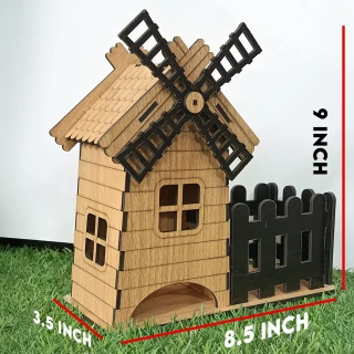 3D-DIY MDF Wooden House Model with 2 Windows | Miniature Craft Kit for Home Decor & DIY Projects-(21.59 CM)  8.5 Inch thumbnail 5