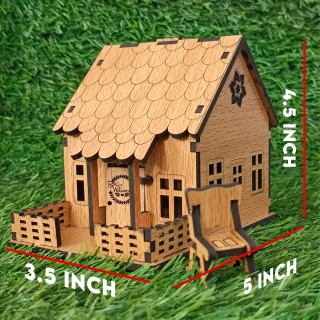 3D Wooden Miniature House with Chair – DIY Wooden Craft Model for Home Decoration & Gifts-11cm(4.5 Inch) thumbnail 5