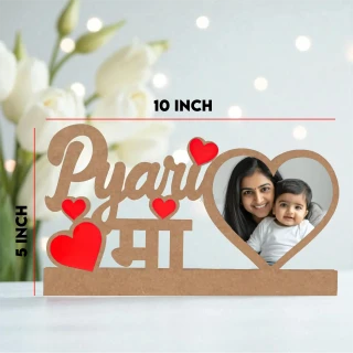 Personalized Pyari Maa Wooden Photo Frame | Custom Mother’s Day Gift India | MDF Table Top Photo Frame with Name & Photo | Unique Gift for Mom | Home Decor | DVMART® thumbnail 4