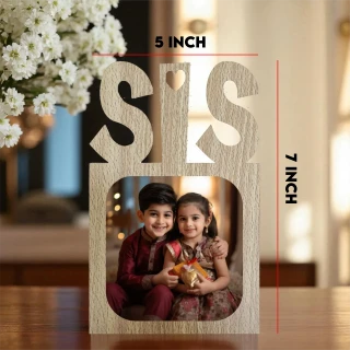SIS Photo Frame for Sister Gift – Wooden Black Personalized Photo Frame for Raksha Bandhan, Birthday Gift for Sister, Cute Sibling Gift Home Decor Frame | DVMART® thumbnail 4