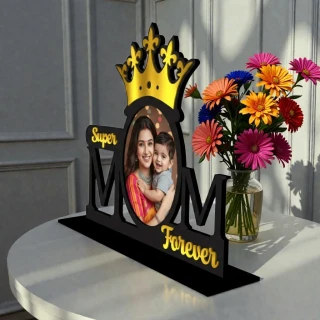 Personalized Super Mom Forever Wooden Photo Frame | Custom Mother’s Day Gift India | MDF Table Top Photo Frame with Crown Design | Unique Gift for Mom | Home Decor | DVMART® thumbnail 3