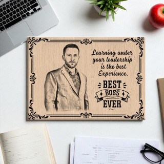 Teacher’s Day Gift for Boss | Best Boss Ever Wooden Frame | Mentor Appreciation Plaque | Office Desk Decor | Leadership Thank You Gift | Unique Corporate Gift Idea | DVMART® thumbnail 2