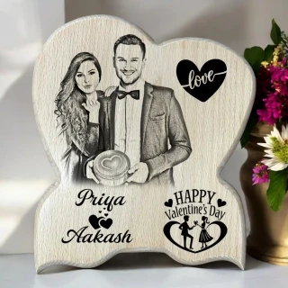 Customized Steem Beech Wooden Heart Shape Frame – Laser Engraved Valentine day Gift