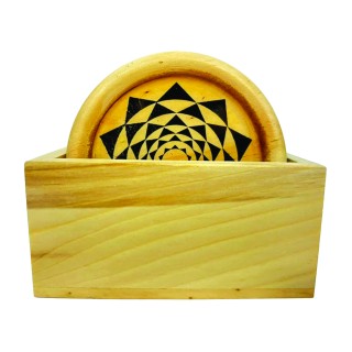 Modern Design Rangoli Natural Wood Coasters for Your Drinks, Beverages & Bar Glasses (set of 4) thumbnail 2