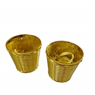 Silk Flower Vase Table for Living Room Indoor Home Decor Wedding Centerpieces Arrangements Pot With Flower (Golden Small Pack of 1) thumbnail 4