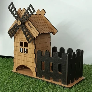 3D-DIY MDF Wooden House Model with 2 Windows | Miniature Craft Kit for Home Decor & DIY Projects-(21.59 CM)  8.5 Inch thumbnail 4