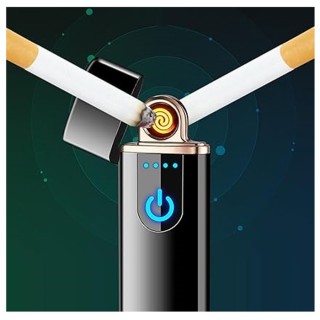 Lighter Usb Rechargeable Smart Fingerprint Sensor Touch Screen With Indicator Light Compact Design Smart Sensor's Gas Lighter's( Black Pack Of 1) thumbnail 4