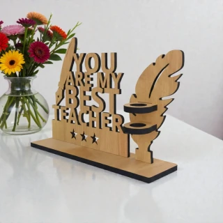 Personalized You Are My Best Teacher Wooden Pen Stand | MDF Desk Organizer Gift for Teachers | Custom Teacher Appreciation Gift | Teacher’s Day Unique Desk Decor | DVMART® thumbnail 2