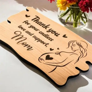 Thank You Mom Engraved Wooden Plaque | Personalized Mother’s Day Gift India | MDF Table Top Frame with Emotional Message | Best Gift for Mom | Home Decor Item | DVMART® thumbnail 2