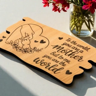 Mother Quote Engraved MDF Wooden Plaque | To The World You Are A Mother Frame | Mother’s Day Gift | Table Top Wooden Decor Gift for Mom | Inspirational Gift Item | DVMART® thumbnail 2