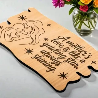 Mother’s Love Engraved Wooden Plaque | Inspirational Mother Quote MDF Frame | Mother’s Day Gift India | Table Top Wooden Decor Gift for Mom | Unique Gift Item | DVMART® thumbnail 3