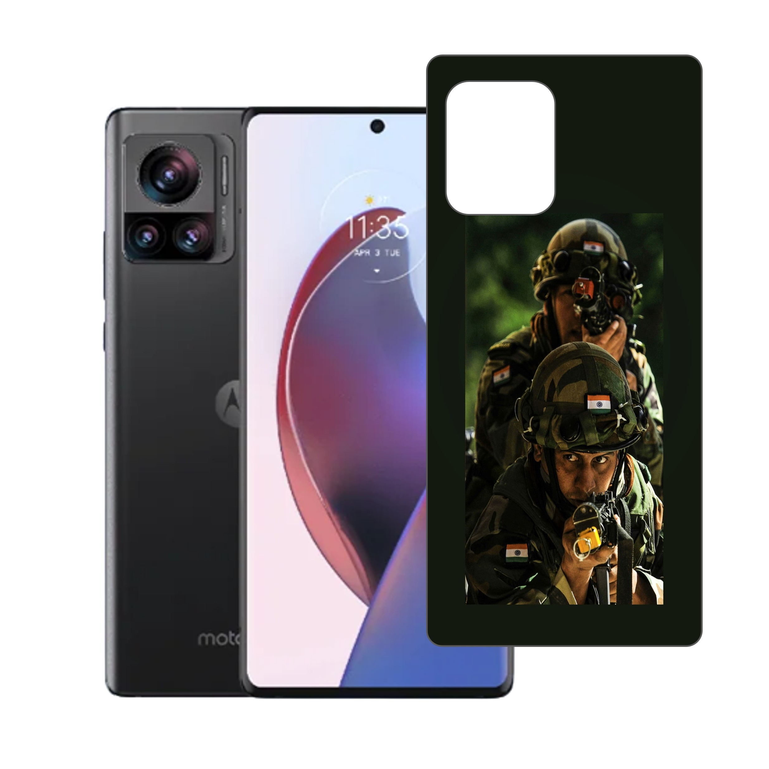 Motorola Edge 30 UltraUV Embossed Touch Feel Combat Design back Skin Protector for  (Not a Tempered glass)