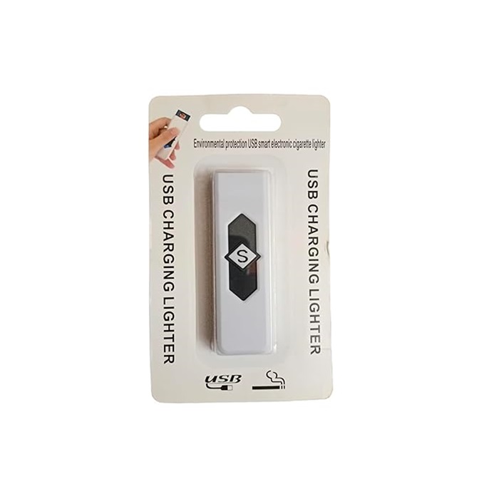Environment Protection USB Smart Electronic Smoking Lighter Windproof Slim Coil Double Side Ignition Light (pack of 1 White)