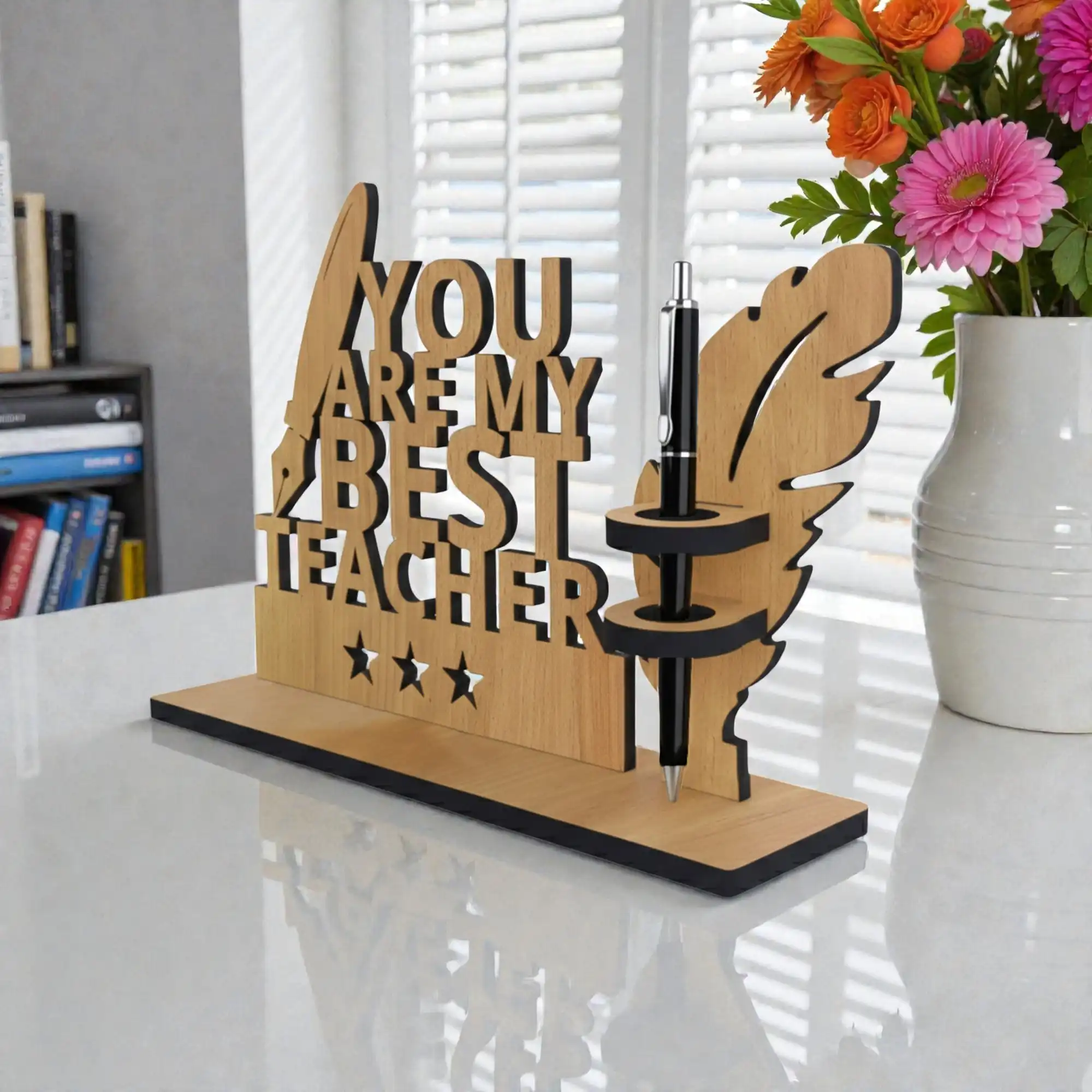 Personalized You Are My Best Teacher Wooden Pen Stand | MDF Desk Organizer Gift for Teachers | Custom Teacher Appreciation Gift | Teacher’s Day Unique Desk Decor | DVMART®
