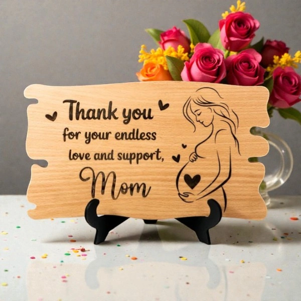 Thank You Mom Engraved Wooden Plaque | Personalized Mother’s Day Gift India | MDF Table Top Frame with Emotional Message | Best Gift for Mom | Home Decor Item | DVMART®