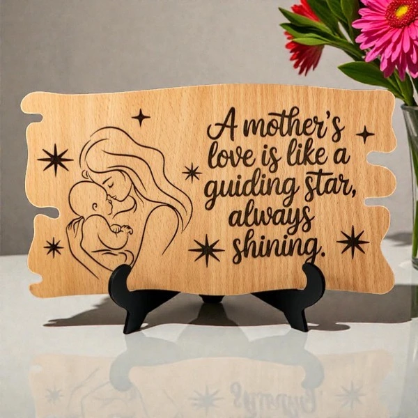 Mother’s Love Engraved Wooden Plaque | Inspirational Mother Quote MDF Frame | Mother’s Day Gift India | Table Top Wooden Decor Gift for Mom | Unique Gift Item | DVMART®