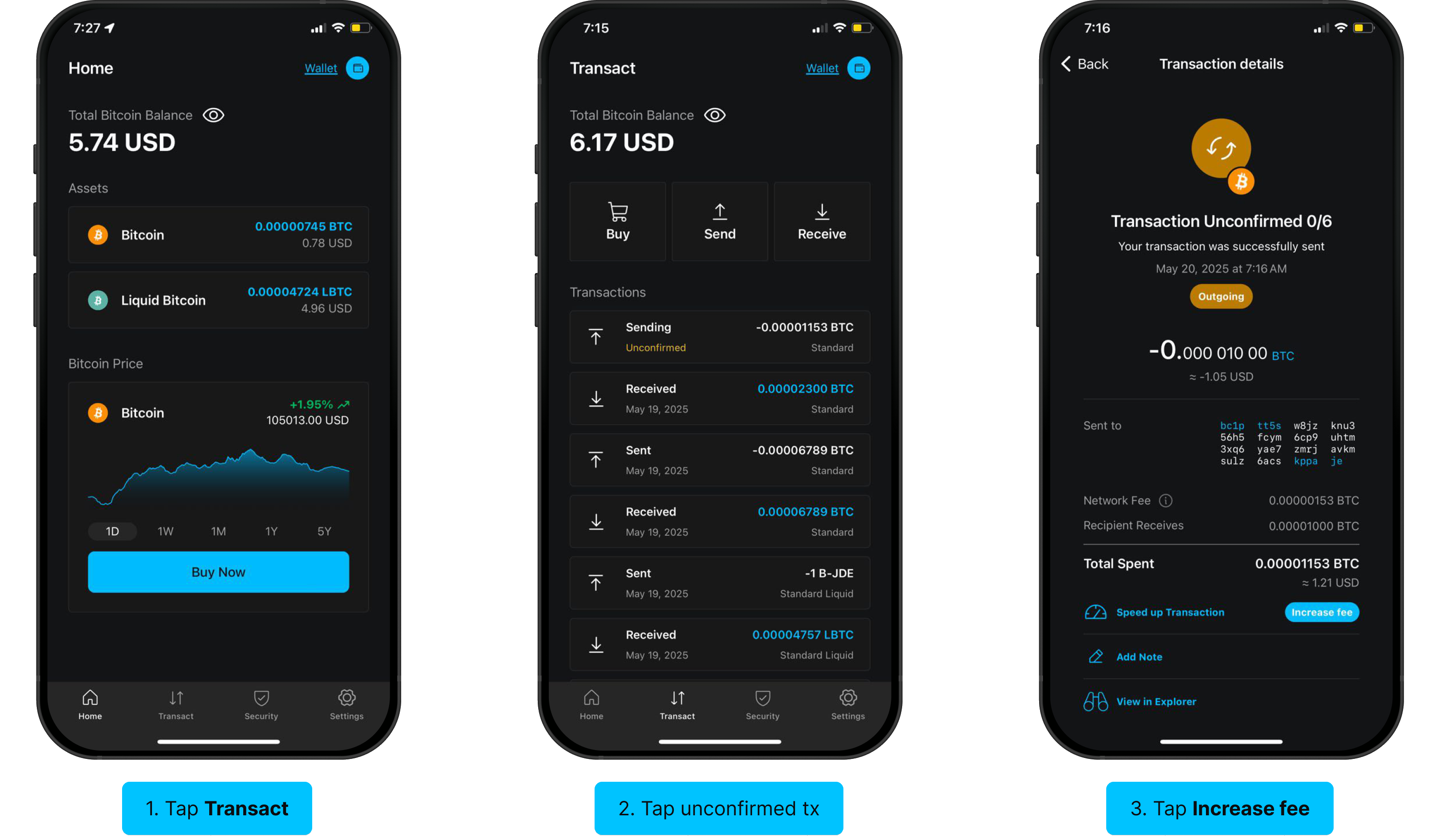 Speed up transaction confirmation steps
