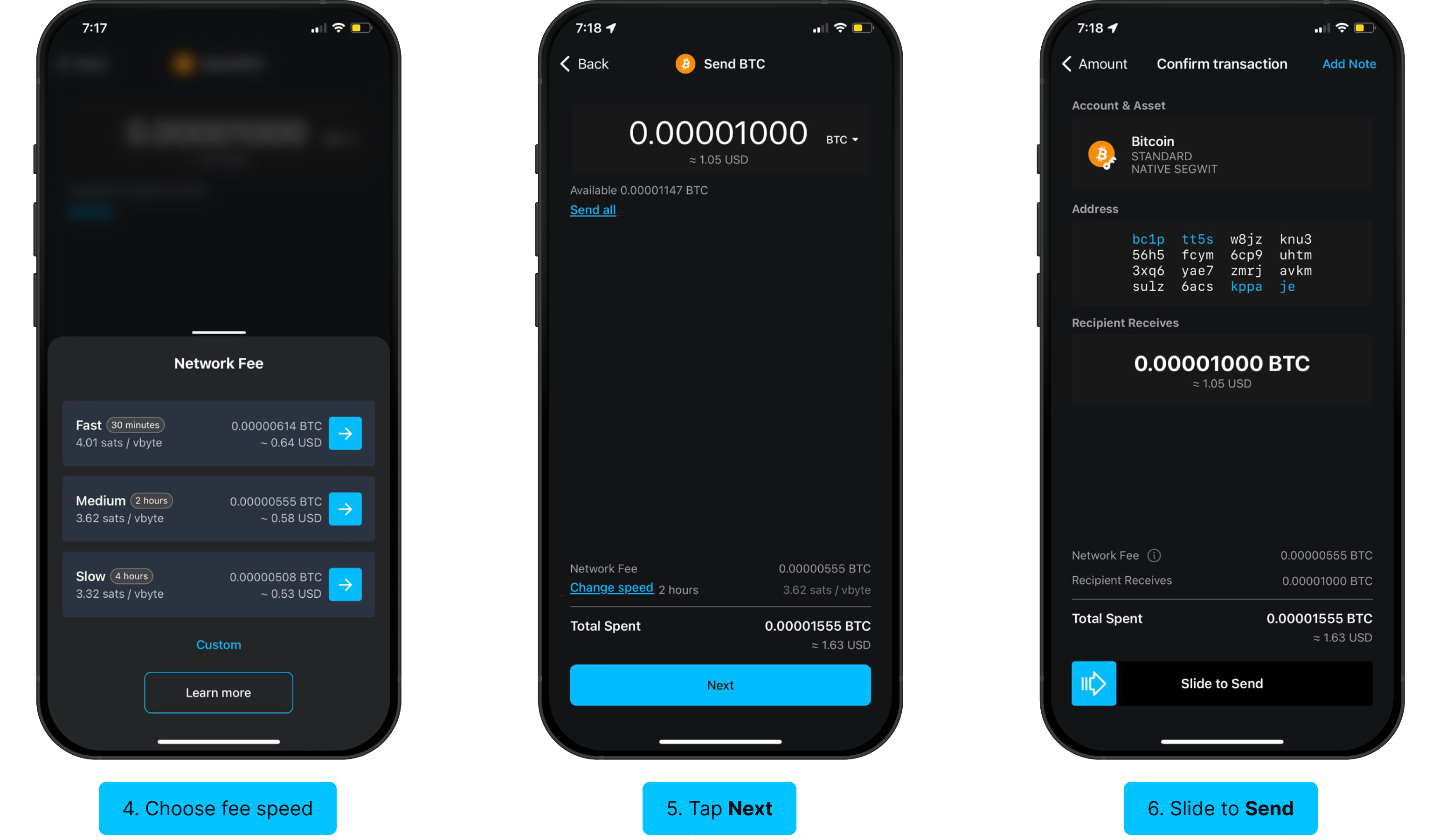 Speed up transaction confirmation steps
