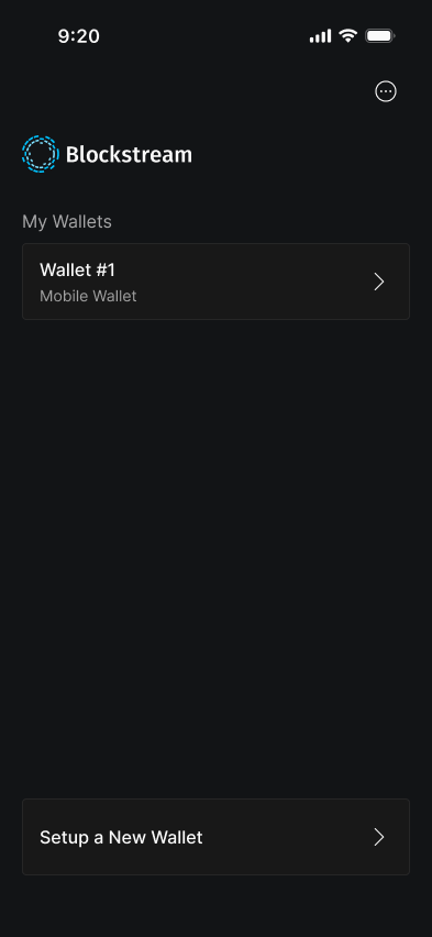 Blockstream app My Wallets screen