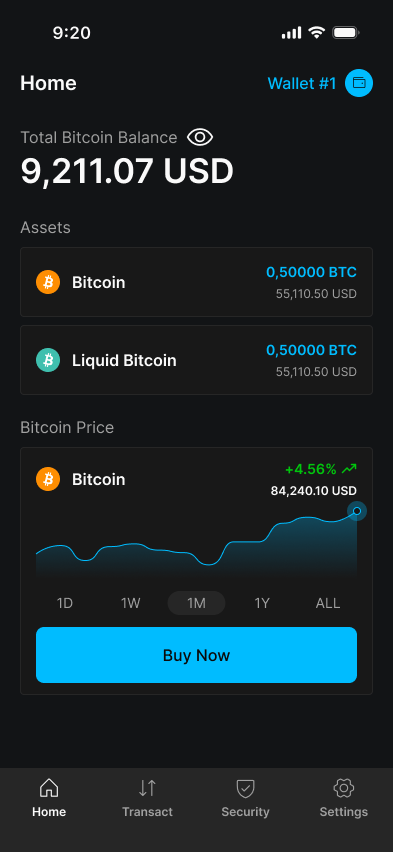 Blockstream app wallet home screen