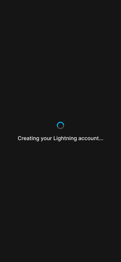 Blockstream app Creating your Lightning account screen