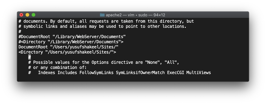 macos httpd.conf file document root