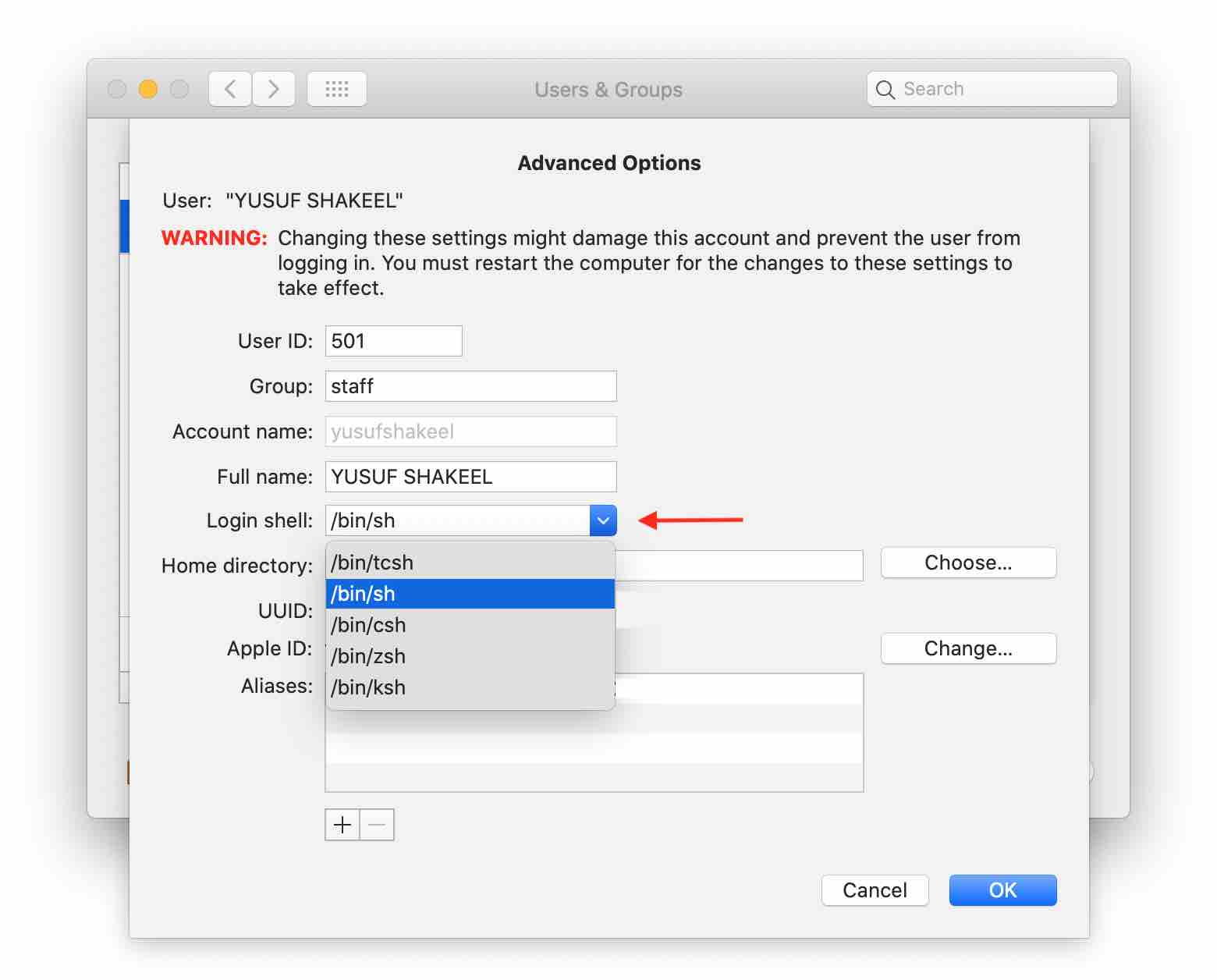 apple macos catalina - system preferences users and groups