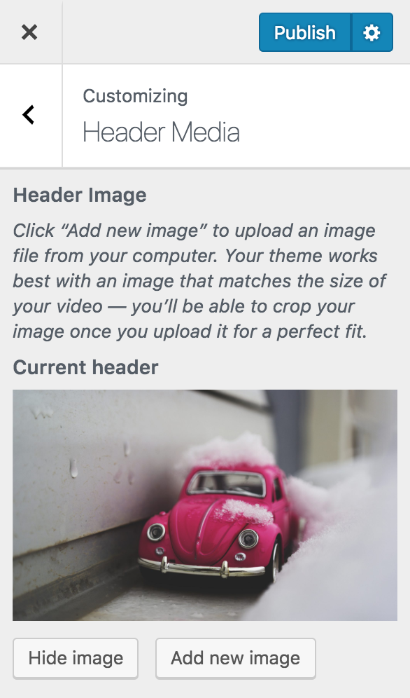 wordpress appearance customize header image crop image