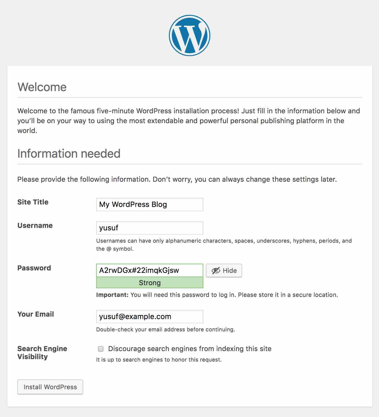 install wordpress