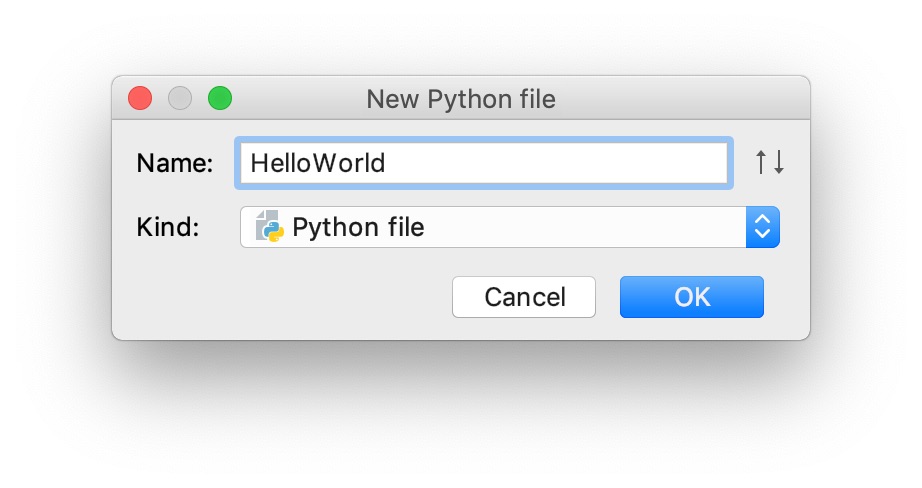 pycharm community edition - new python file name