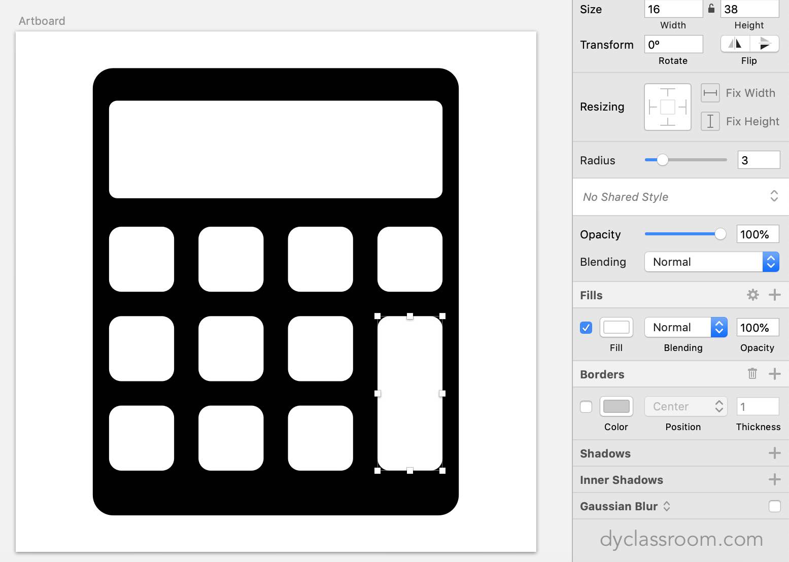 sketch app - calculator icon - buttons shape