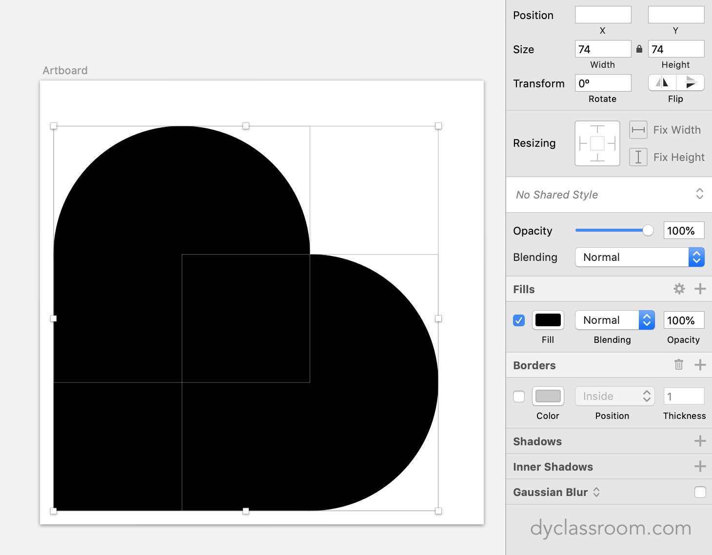 sketch app - heart icon - circle shape